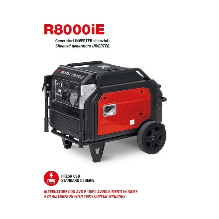 Generatore di corrente inverter silenziato RATO R8E000i 420 cc avv. elettrico | Newgardenmac.com
