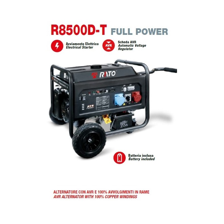 RATO R8500D-T Benzin-Stromerzeuger 500 ccm mit Elektrostart | Newgardenmac.com
