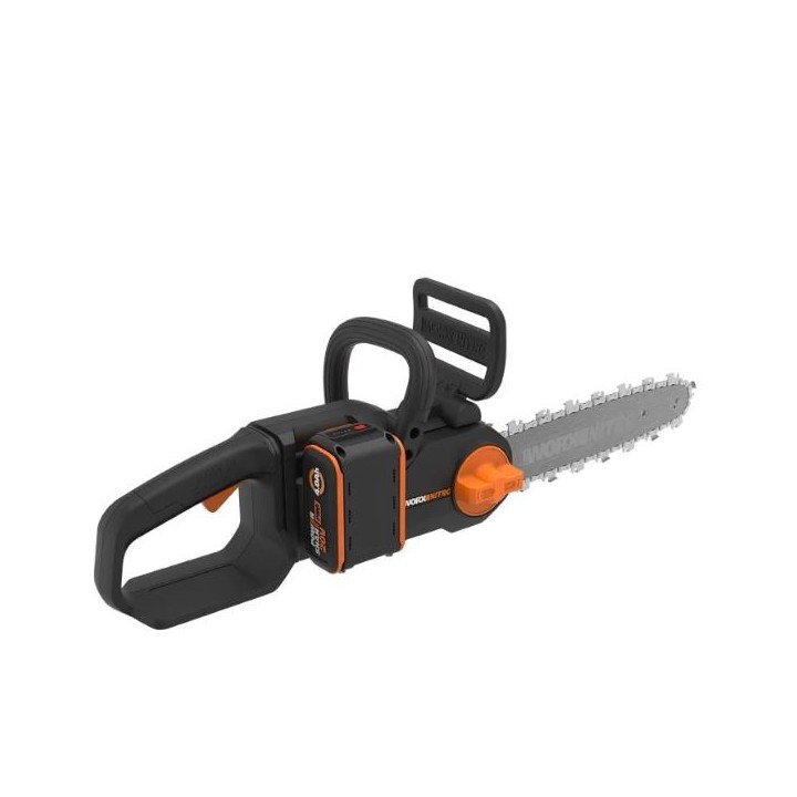 WORX WG350E cordless chainsaw 20V 4.0 Ah brushless motor 30cm blade 3/8 pitch | Newgardenmac.com