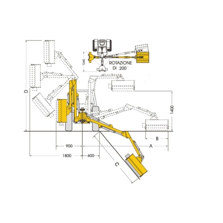 Débroussailleuse hydraulique à bras BS72 PROCOMAS puissance 25/35 Hp | Newgardenmac.com