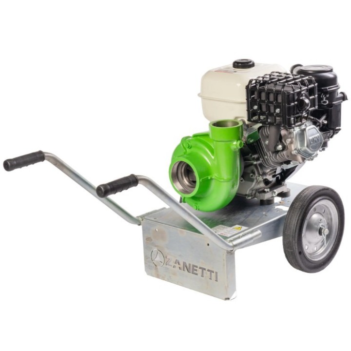 Motobomba centrífuga de gasolina ZANETTI PB80-420CGE hierro fundido agua clara | Newgardenmac.com