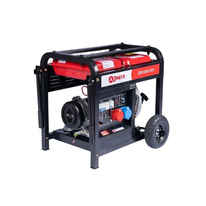 Generador diésel abierto monofásico trifásico ZANETTI ZDG6503CEV de 418 cc, 230 V y 400 V | Newgardenmac.com
