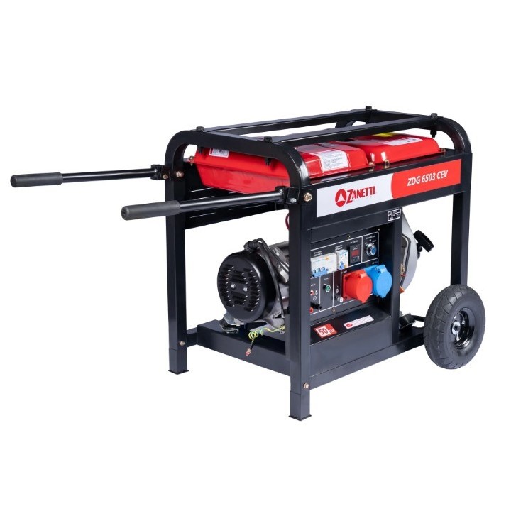 Generador diésel abierto monofásico trifásico ZANETTI ZDG6503CEV de 418 cc, 230 V y 400 V | Newgardenmac.com