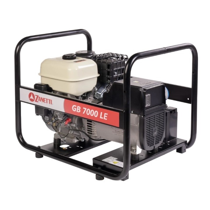 Groupe électrogène de chantier à essence ZANETTI GB7000LE 420cc monophasé 230V 7kW 3000rpm | Newgardenmac.com