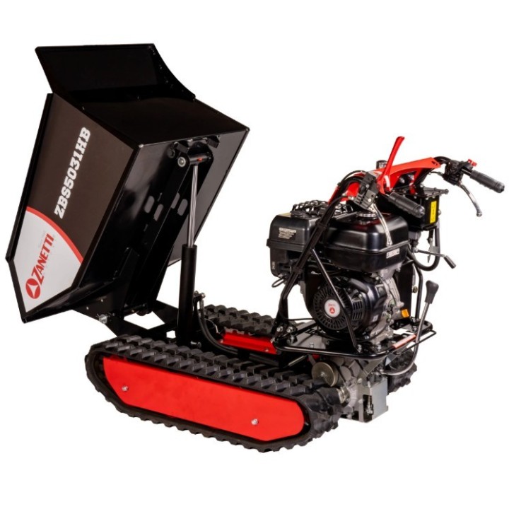 Carretilla de gasolina ZANETTI ZBS5031HB de 270 cc con orugas y 4 rodillos, capacidad 500 kg | Newgardenmac.com