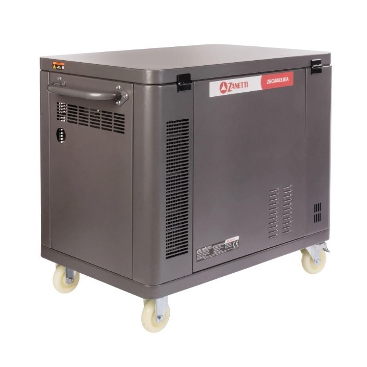 Generador de gasolina silencioso monofásico trifásico ZANETTI ZBG8003SEA de 459 cc, 230 V y 400 V | Newgardenmac.com