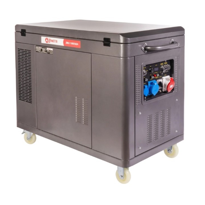 Generador de gasolina silencioso monofásico trifásico ZANETTI ZBG11003SEA de 679 cc, 230 V y 400 V | Newgardenmac.com