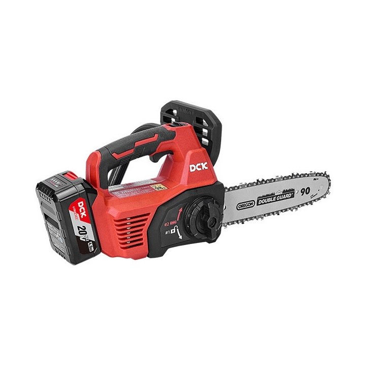 Motosierra a batería DCK KDCS20101 de 20 V, espada de 25 cm, con 2 baterías y cargador | Newgardenmac.com