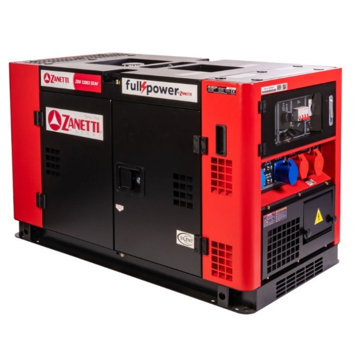 Générateur diesel silencieux monophasé triphasé ZANETTI ZDG12003SEAV 997cc 230V 400V | Newgardenmac.com