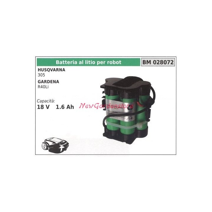 Batterie au lithium pour robot husqvarna 305 gardena R40Li 18 v 1.6ah 028072 | Newgardenmac.com