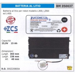Batteria al litio per robot L300 L350i L400 ZUCCHETTI 25.9 V 15 Ah 050037 | Newgardenmac.com