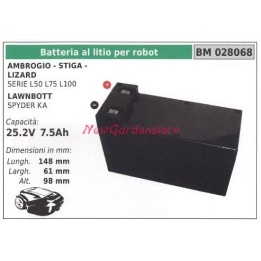 Lithium-Batterie für Roboter pr stiga lizard Serie l50 75 100 lawnbott 028068 | Newgardenmac.com