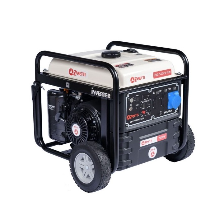 Generador de gasolina monofásico ZANETTI ZBG7500iCE-SUN de 230 V y 7,5 kW de potencia máxima. | Newgardenmac.com