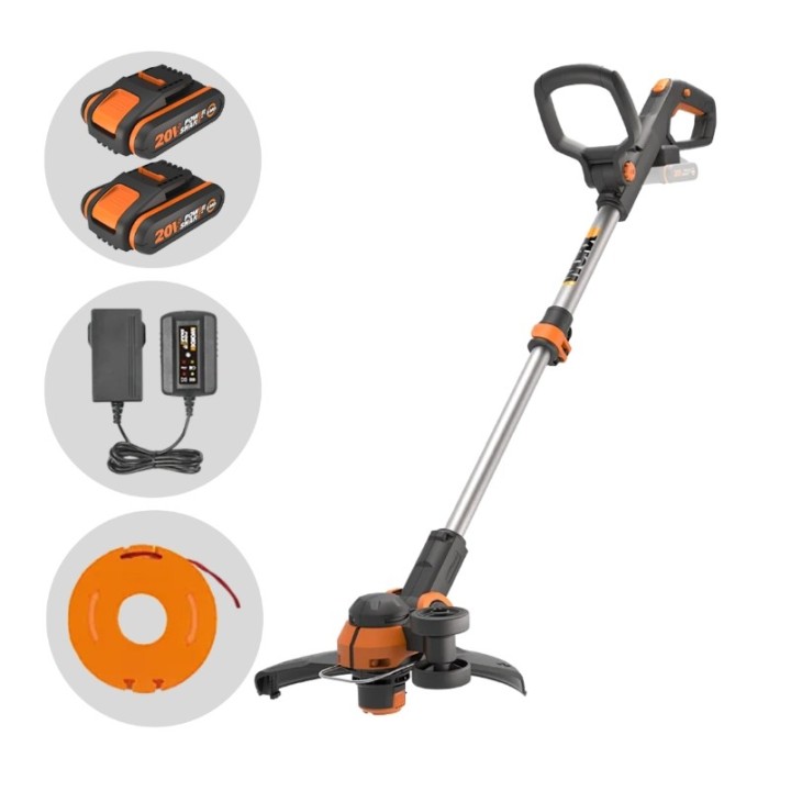 Trimmer a batteria WORX WG163E 20V da 2.0 Ah 2 batteria e caricabatteria inclusi | Newgardenmac.com