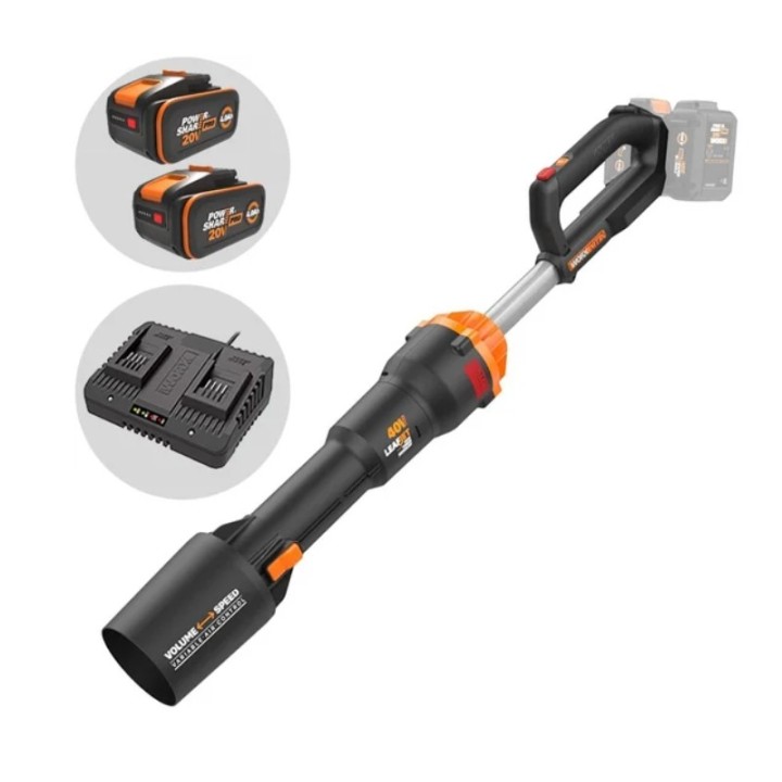 WORX WG585E soplador sin cable LEAFJET con 2 baterías y cargador doble | Newgardenmac.com
