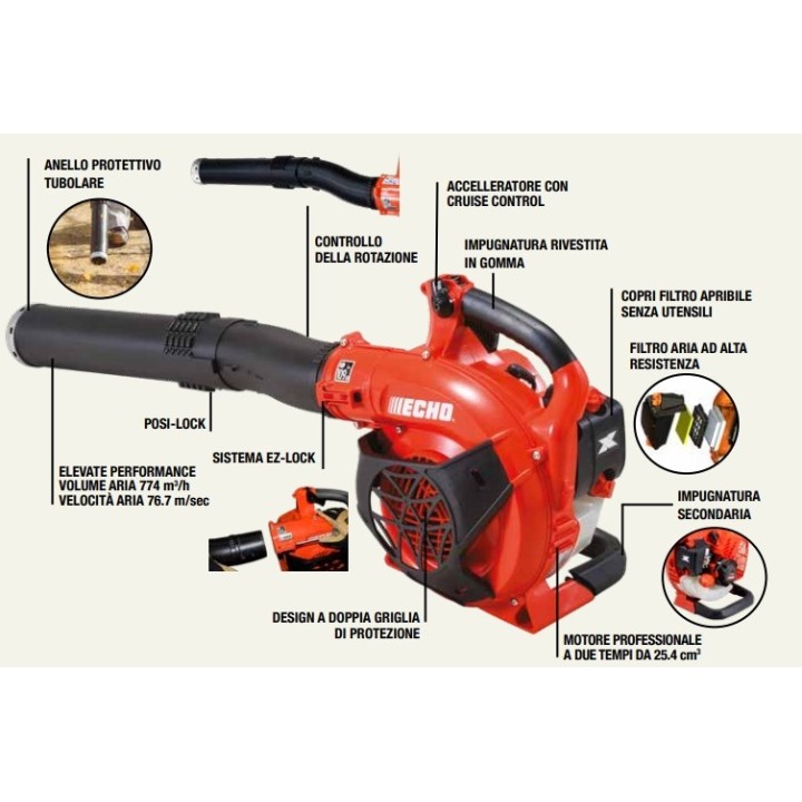 Souffleur à essence ECHO PB-2620 25,4 cm3 0,9 kW vitesse d'air max 76,7 m/s | Newgardenmac.com