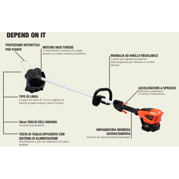 Decespugliatore a batteria ECHO DSRM-310 40V High Torque diametro taglio 30 cm | Newgardenmac.com