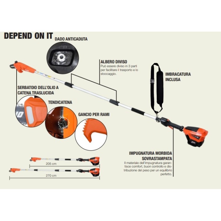 Sécateur à batterie ECHO DPPF-310 40 V, longueur 205-270 cm, barre de 20,3 cm | Newgardenmac.com